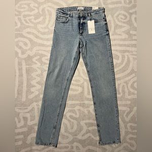Zara Split Hem Slim Jeans in Light Denim